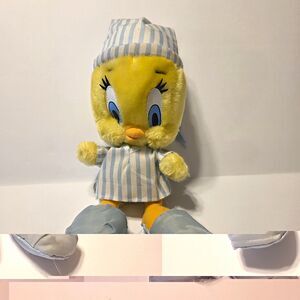 Play-By-Play Looney Tunes Tweety Bird Pajamas & Nightcap Plush 1997. Vintage